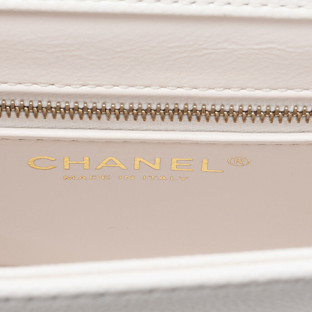 CHANEL Matelasse Business Affinity 2-Way Shoulder Bag Caviar Skin White Gold-Tone Hardware, Pre-Owned