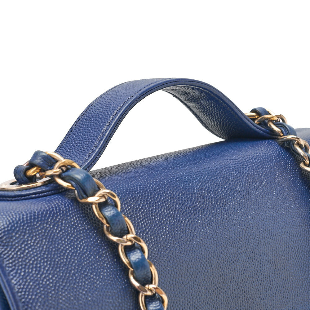 CHANEL Chanel Affinity Turnlock 2way Chain Shoulder Bag Caviar Skin Navy Gold-Tone Hardware, Pre-Owned