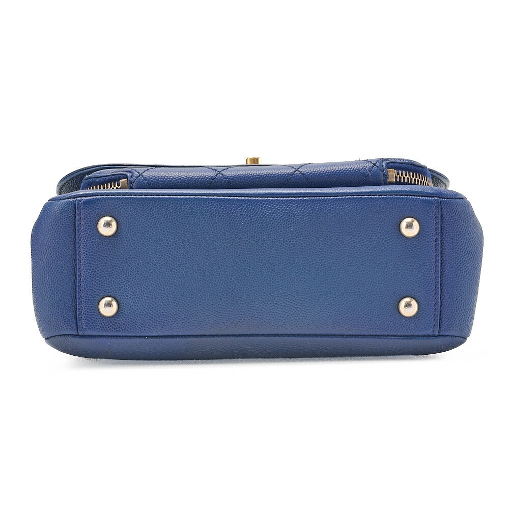 CHANEL Chanel Affinity Turnlock 2way Chain Shoulder Bag Caviar Skin Navy Gold-Tone Hardware, Pre-Owned