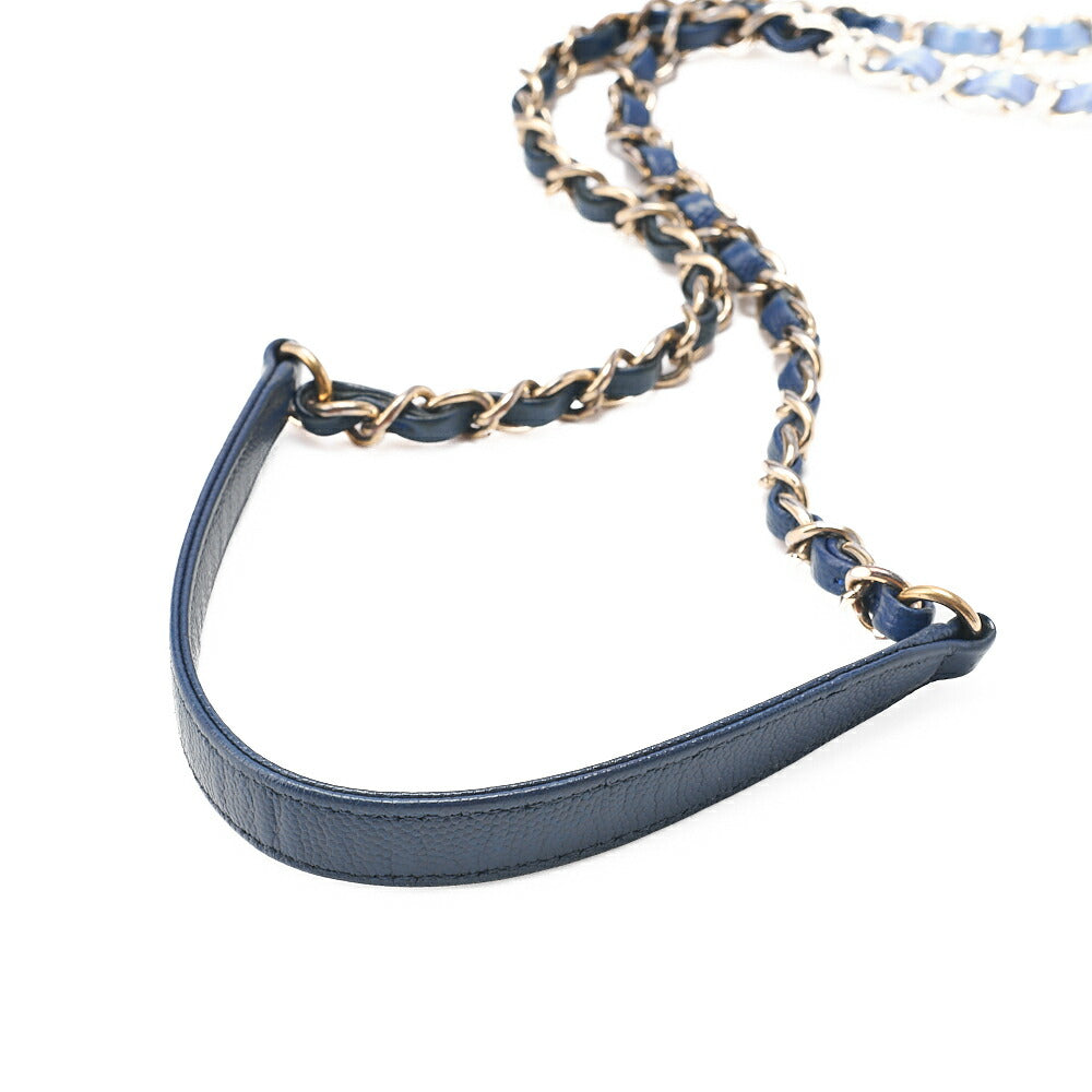 CHANEL Chanel Affinity Turnlock 2way Chain Shoulder Bag Caviar Skin Navy Gold-Tone Hardware, Pre-Owned
