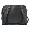 CHANEL Logo Mark Plate Charm W Chain Shoulder Bag Caviar Skin Black Silver-Tone Hardware, Pre-Owned