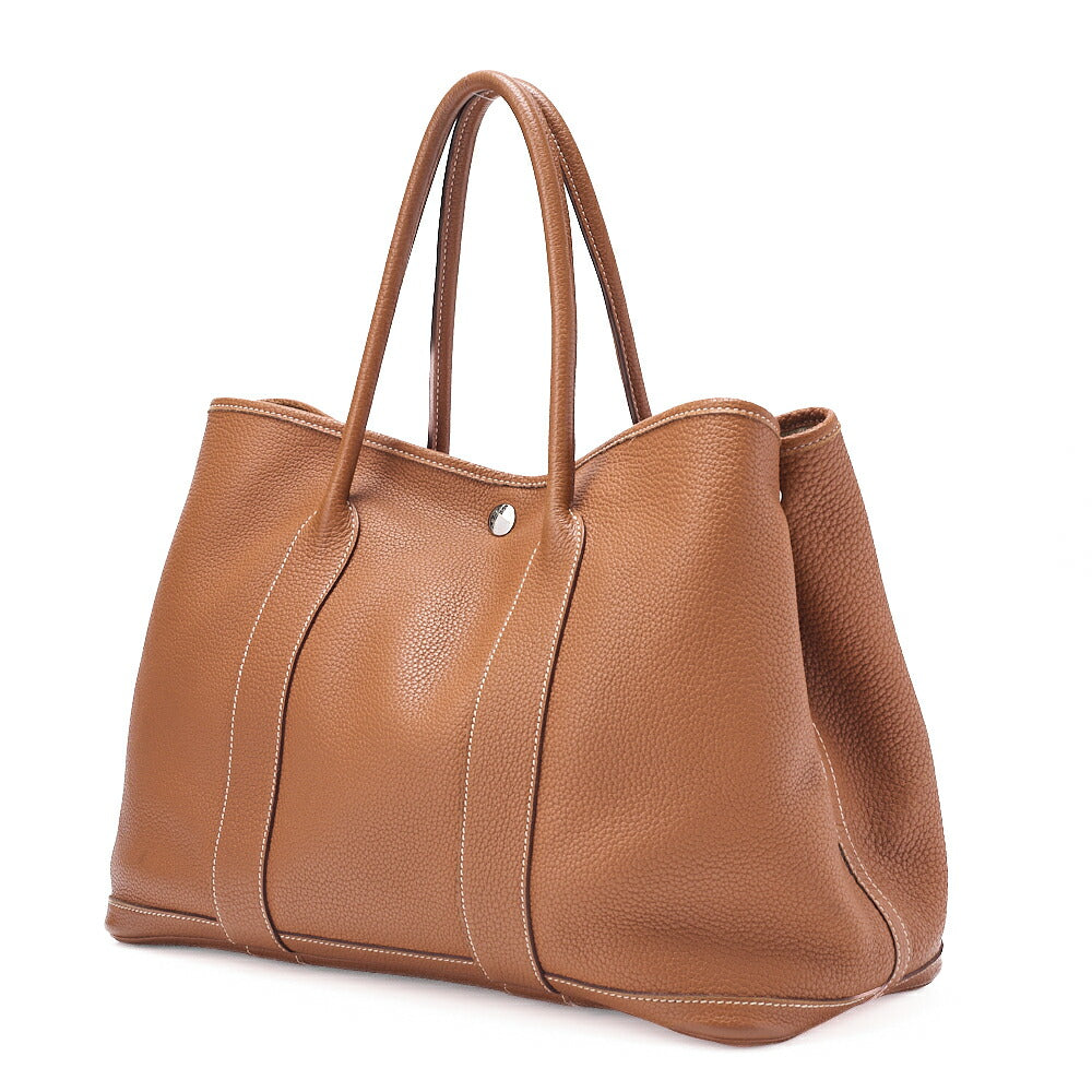 HERMES Garden Party PM Tote Bag Negonda Gold Silver-Tone Hardware, Pre-Owned