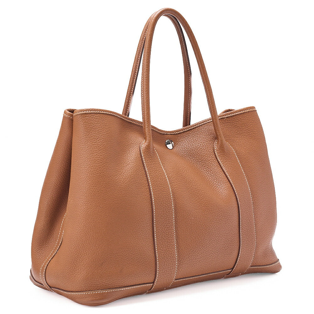 HERMES Garden Party PM Tote Bag Negonda Gold Silver-Tone Hardware, Pre-Owned