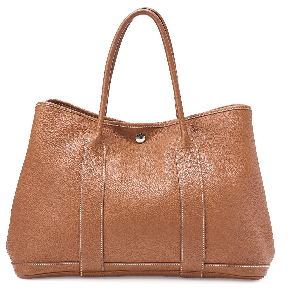 HERMES Garden Party PM Tote Bag Negonda Gold Silver-Tone Hardware, Pre-Owned