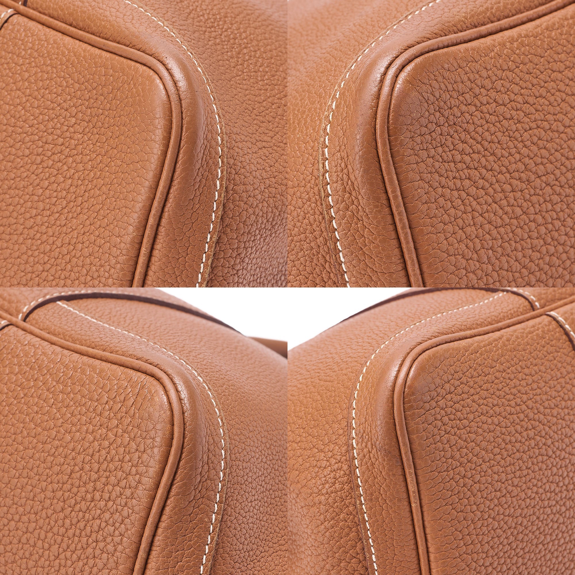 HERMES Garden Party PM Tote Bag Negonda Gold Silver-Tone Hardware, Pre-Owned
