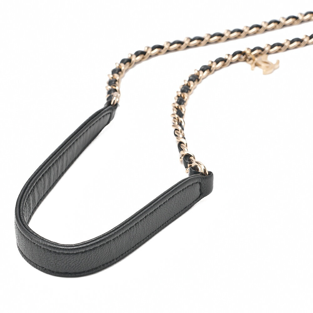 CHANEL Lambskin Big Coco Mark Full Flap Chain Shoulder Bag Black Gold-Tone Hardware, Pre-Owned
