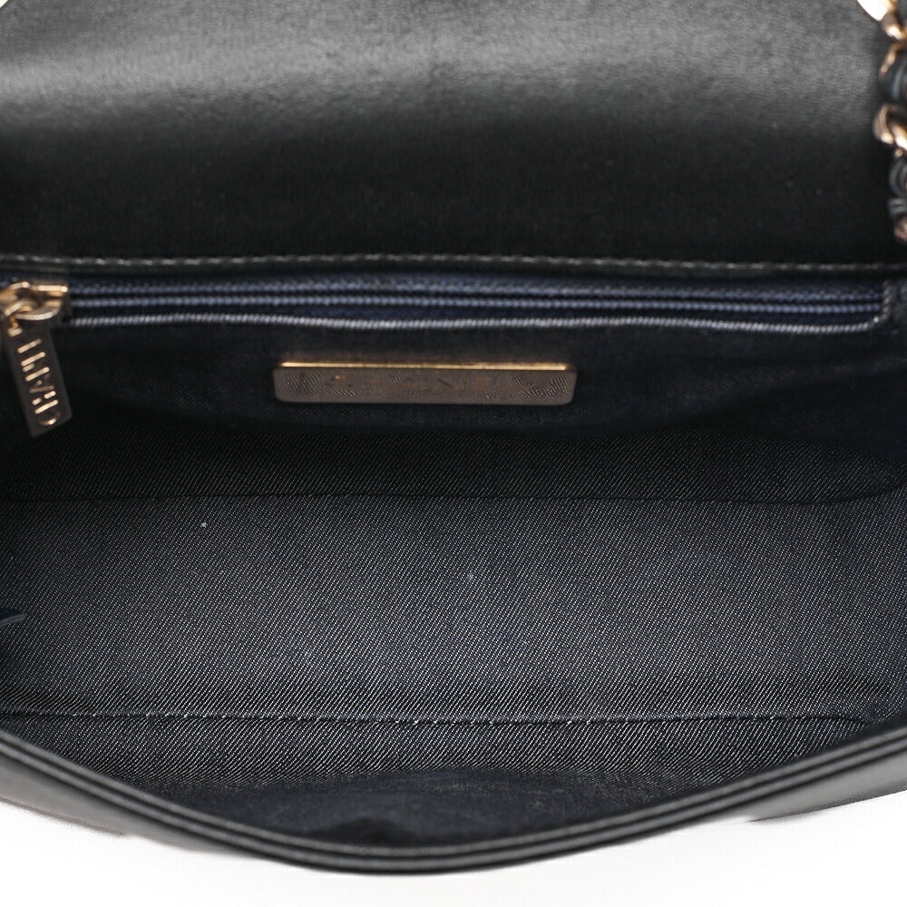 CHANEL Lambskin Big Coco Mark Full Flap Chain Shoulder Bag Black Gold-Tone Hardware, Pre-Owned