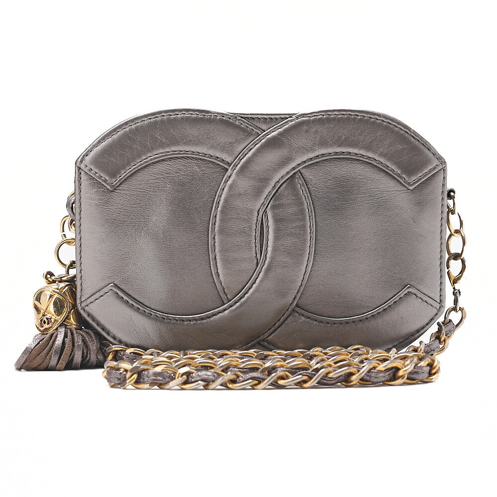 CHANEL Coco Mark Fringe Chain Shoulder Lambskin Silver (Gold-Tone Hardware, Pre-Owned