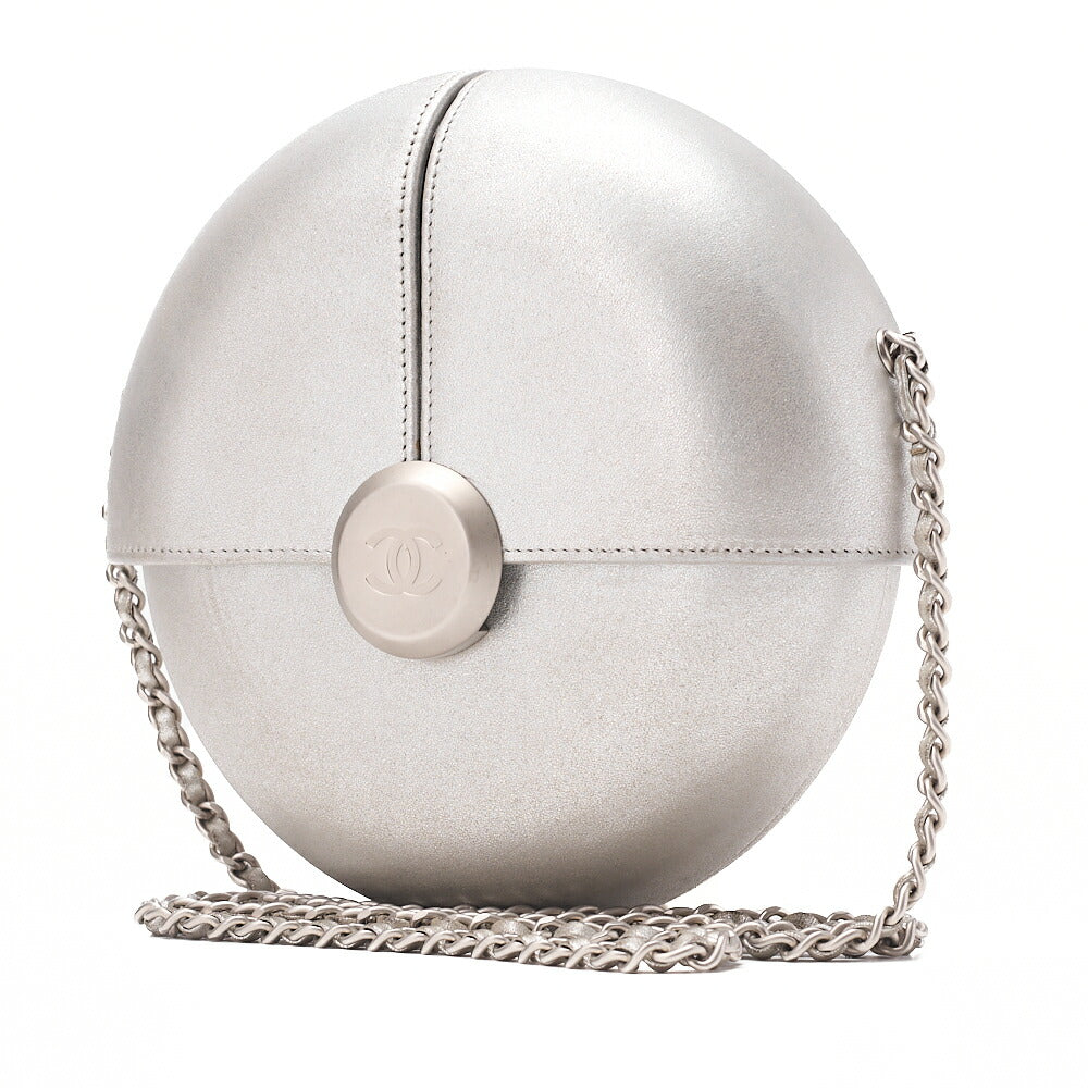 CHANEL Coco Mark Evening in the Air Chain Shoulder Lambskin Silver Silver-Tone Hardware, Pre-Owned