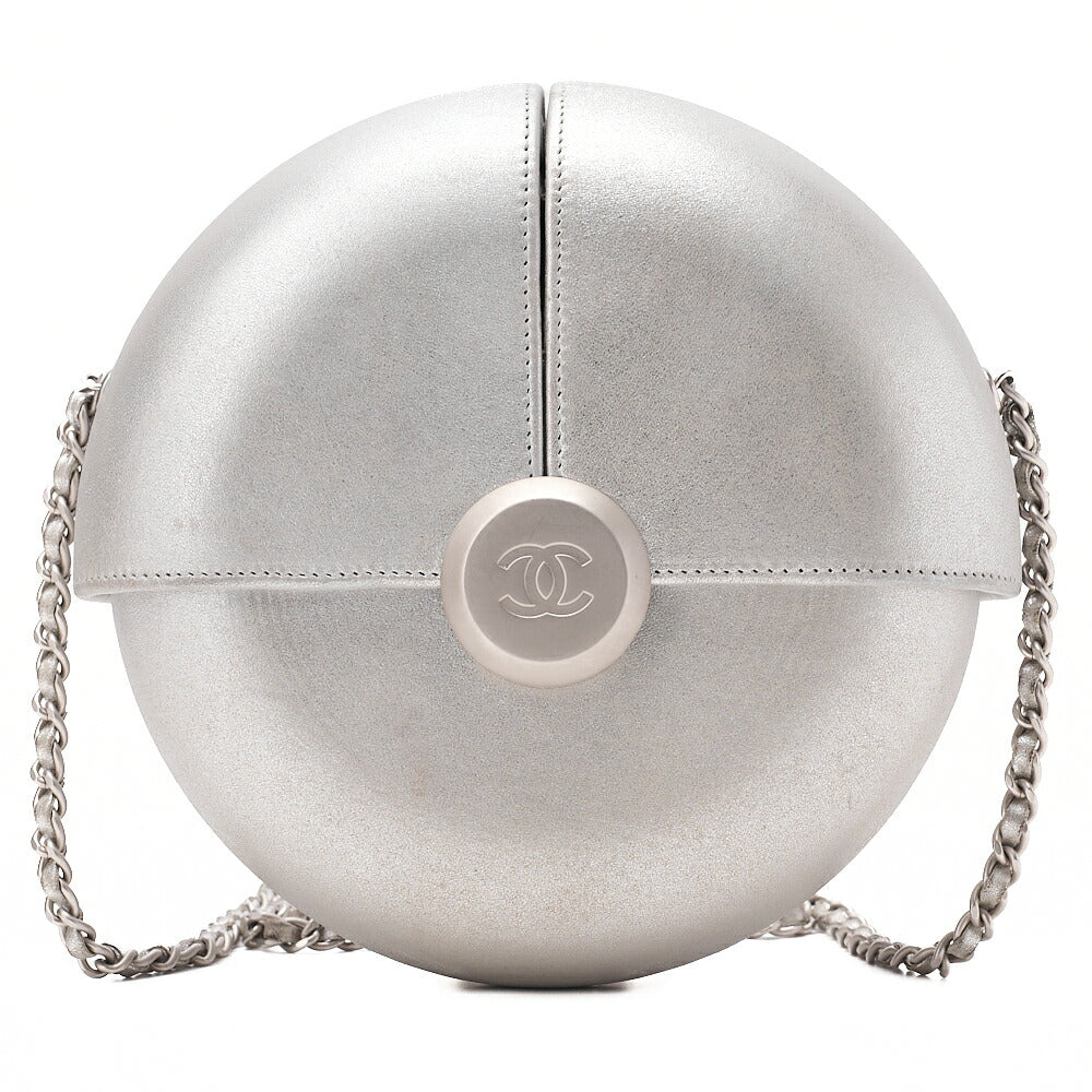 CHANEL Coco Mark Evening in the Air Chain Shoulder Lambskin Silver Silver-Tone Hardware, Pre-Owned