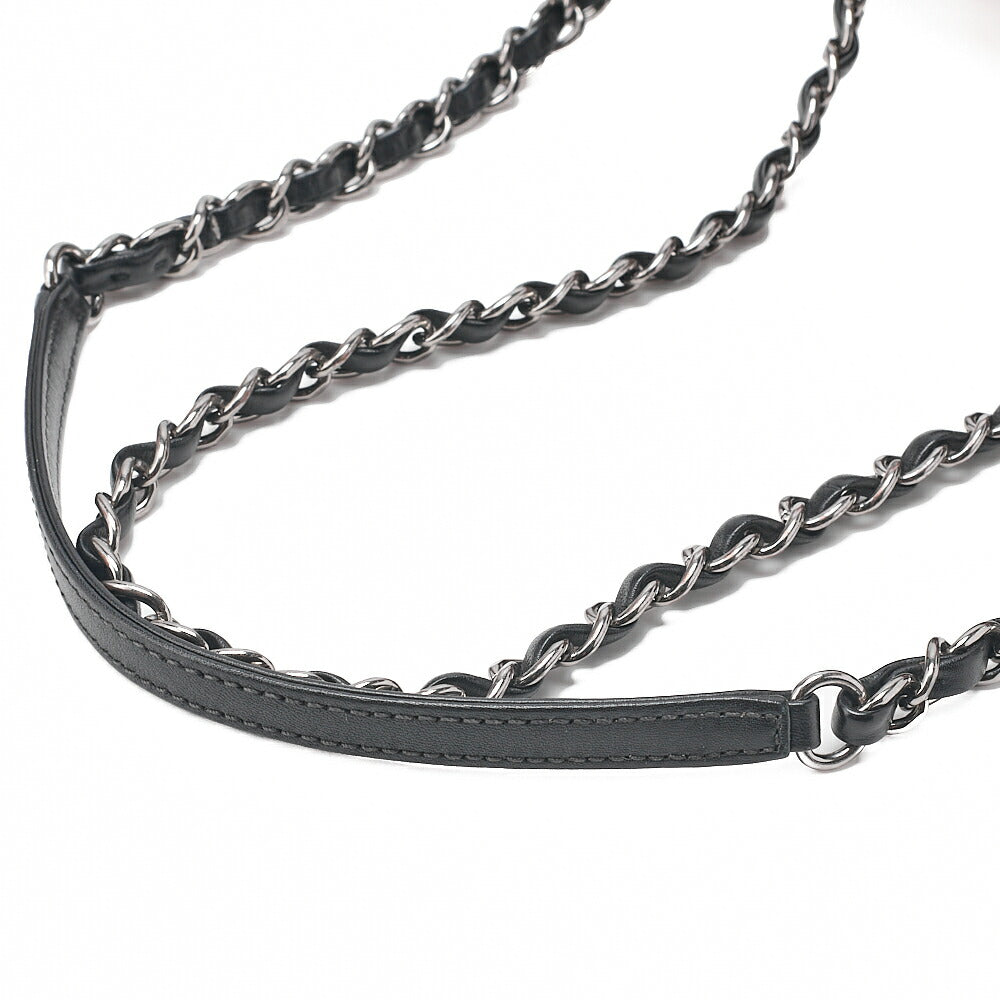 CHANEL Matelasse Single Pull Chain Shoulder Tweed x Leather Black x Bicolor Silver-Tone Hardware, Pre-Owned