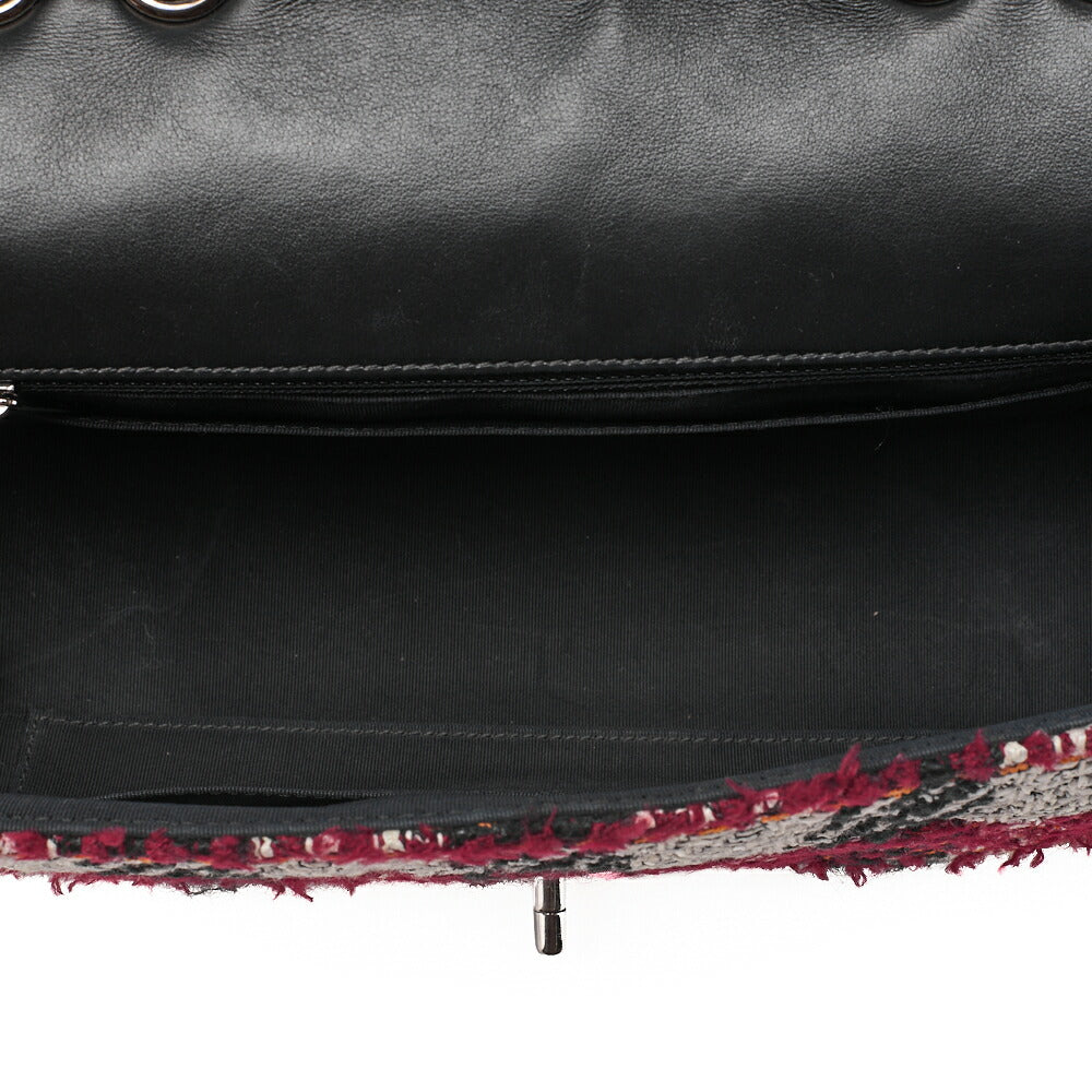 CHANEL Matelasse Single Pull Chain Shoulder Tweed x Leather Black x Bicolor Silver-Tone Hardware, Pre-Owned