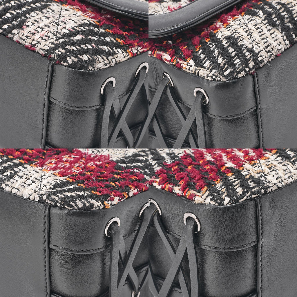 CHANEL Matelasse Single Pull Chain Shoulder Tweed x Leather Black x Bicolor Silver-Tone Hardware, Pre-Owned