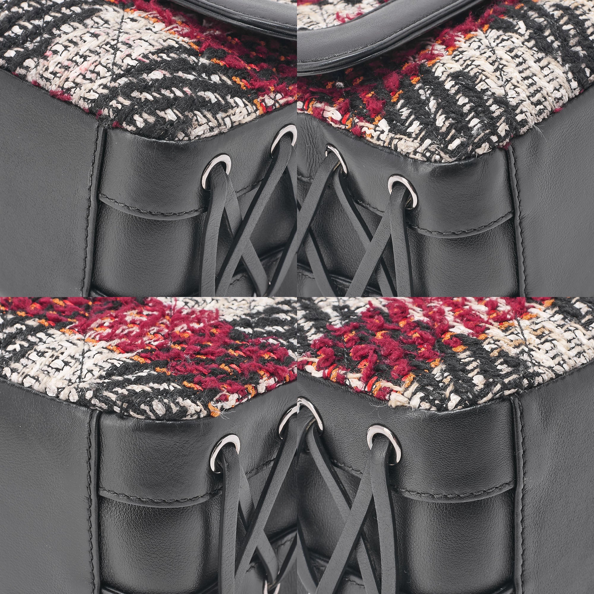 CHANEL Matelasse Single Pull Chain Shoulder Tweed x Leather Black x Bicolor Silver-Tone Hardware, Pre-Owned