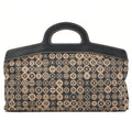 CHANEL Coco Mark All-Over Pattern Handbag Cotton Black x Gold Gold-Tone Hardware, Pre-Owned