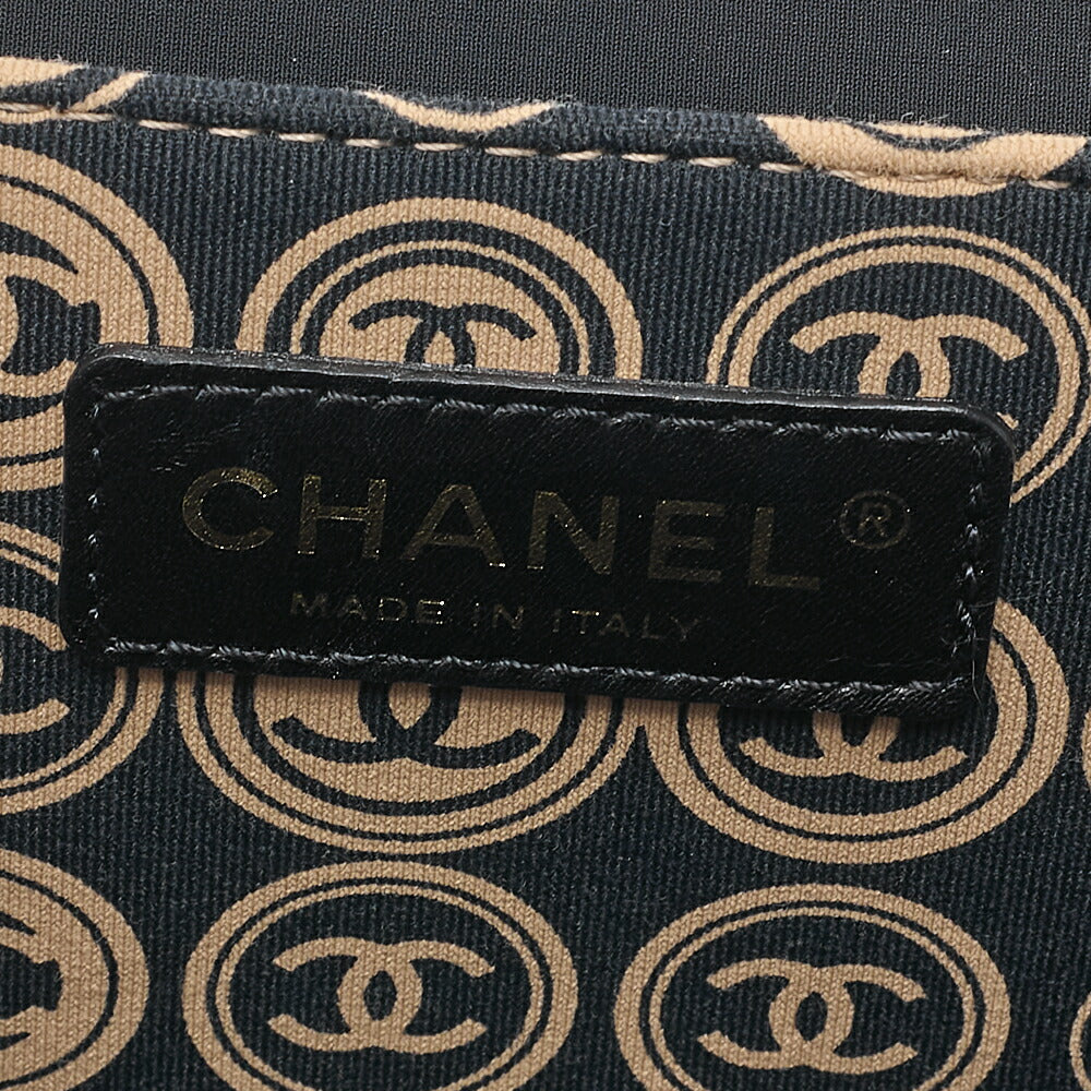 CHANEL Coco Mark All-Over Pattern Handbag Cotton Black x Gold Gold-Tone Hardware, Pre-Owned
