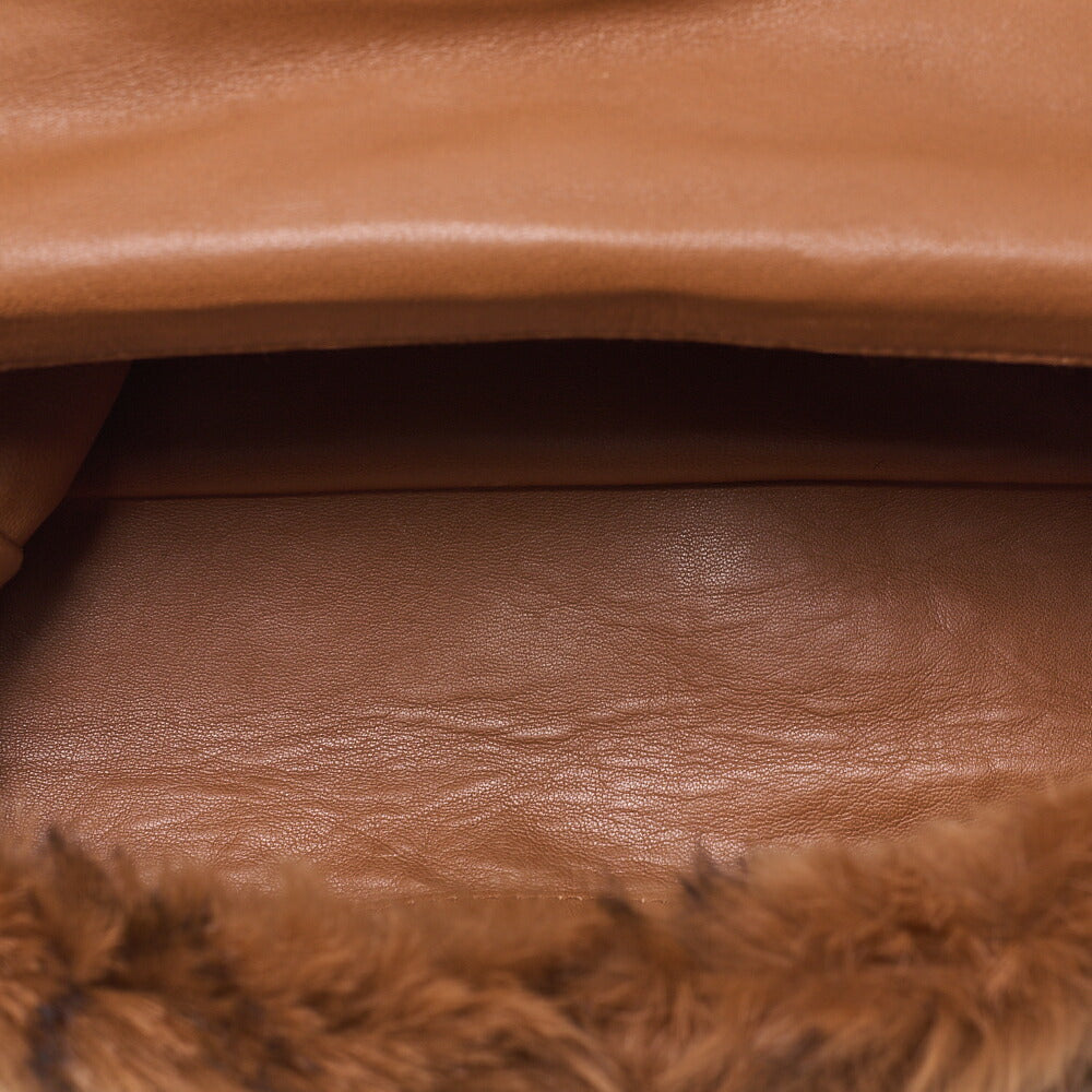 CHANEL Shoulder Bag Matelasse Coco Mark Fur Chain Shoulder Bag Brown x Black (Black-Tone Hardware, Pre-Owned