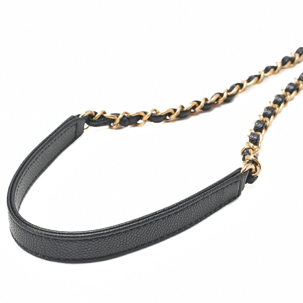 CHANEL Matelasse Coco Mark Half Moon Chain Shoulder Bag Caviar Skin Black Gold-Tone Hardware, Pre-Owned