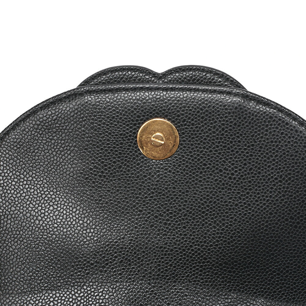 CHANEL Matelasse Coco Mark Half Moon Chain Shoulder Bag Caviar Skin Black Gold-Tone Hardware, Pre-Owned