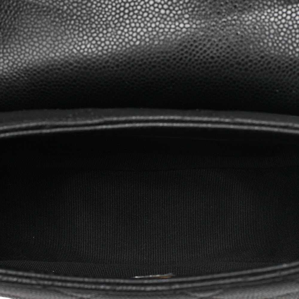 CHANEL Matelasse Coco Mark Half Moon Chain Shoulder Bag Caviar Skin Black Gold-Tone Hardware, Pre-Owned
