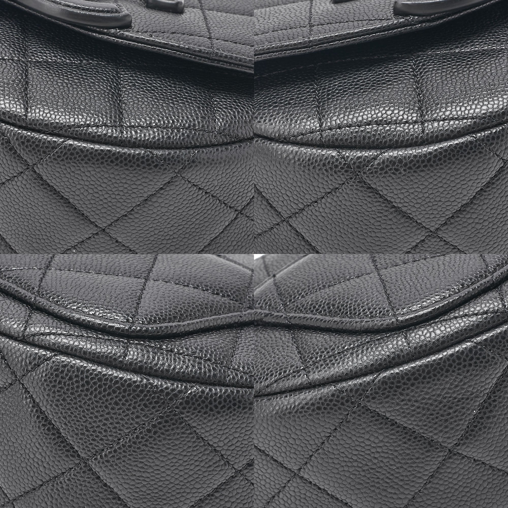 CHANEL Matelasse Coco Mark Half Moon Chain Shoulder Bag Caviar Skin Black Gold-Tone Hardware, Pre-Owned
