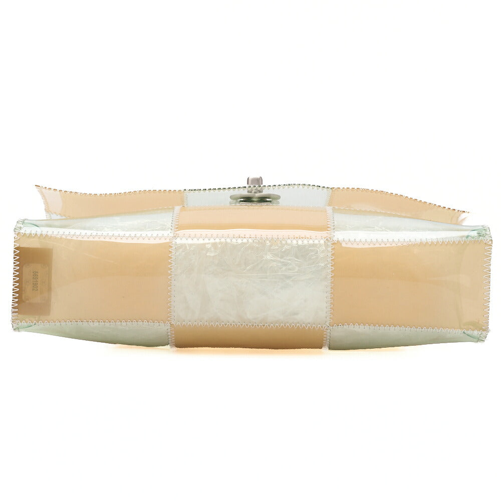 CHANEL Vinyl Chocolate Bar Single Flap Chain Shoulder Beige (Silver-Tone Hardware, Pre-Owned