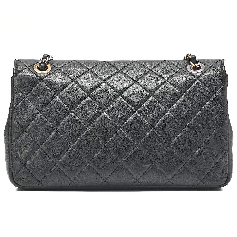 CHANEL Matelasse Circle Coco Single Flap Chain Shoulder Lambskin Black Gold X Silver-Tone Hardware, Pre-Owned