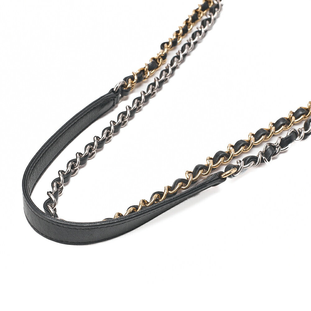 CHANEL Matelasse Circle Coco Single Flap Chain Shoulder Lambskin Black Gold X Silver-Tone Hardware, Pre-Owned
