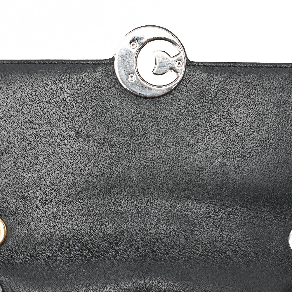CHANEL Matelasse Circle Coco Single Flap Chain Shoulder Lambskin Black Gold X Silver-Tone Hardware, Pre-Owned