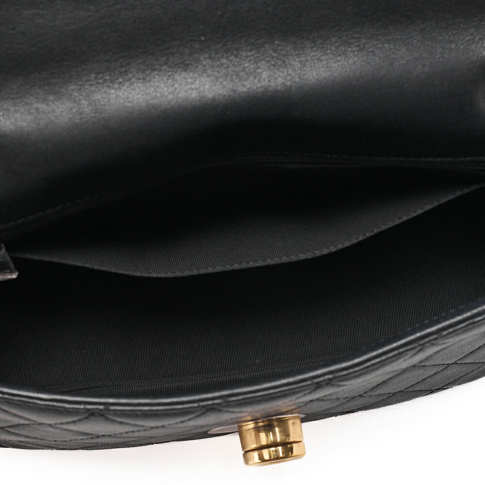 CHANEL Matelasse Circle Coco Single Flap Chain Shoulder Lambskin Black Gold X Silver-Tone Hardware, Pre-Owned