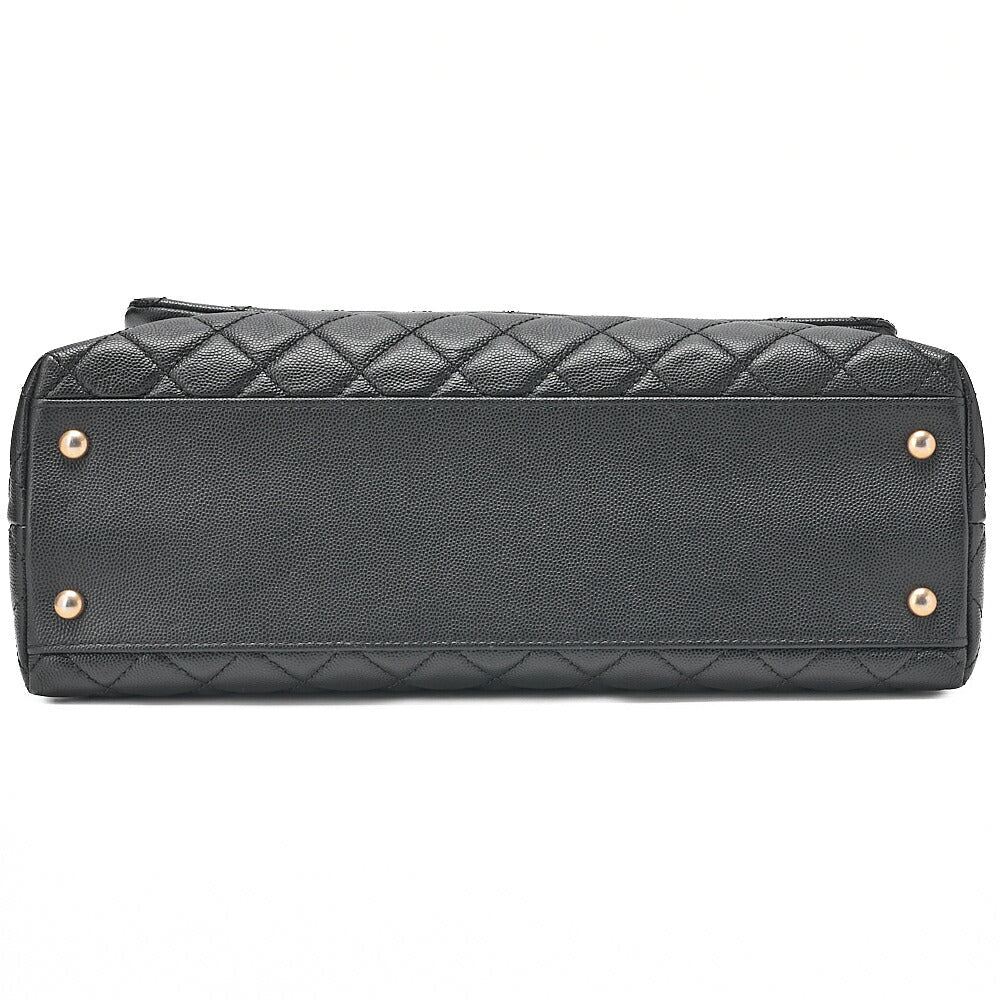 CHANEL Shoulder Bag Matelasse Coco Handle 33 2WAY Handbag Caviar Skin x Lizard Black Gold-Tone Hardware, Pre-Owned