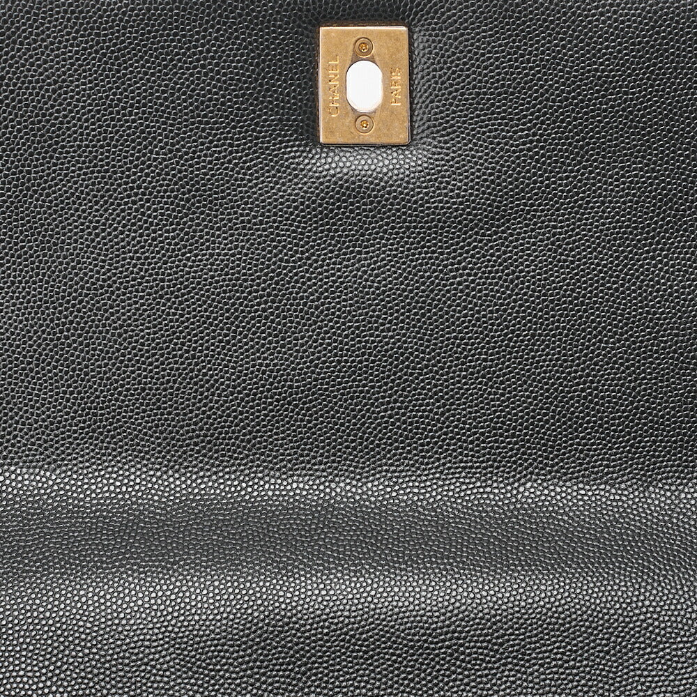 CHANEL Shoulder Bag Matelasse Coco Handle 33 2WAY Handbag Caviar Skin x Lizard Black Gold-Tone Hardware, Pre-Owned