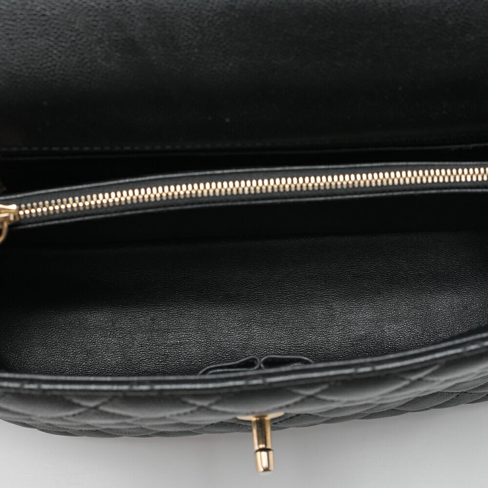 CHANEL Shoulder Bag Matelasse Coco Handle 33 2WAY Handbag Caviar Skin x Lizard Black Gold-Tone Hardware, Pre-Owned