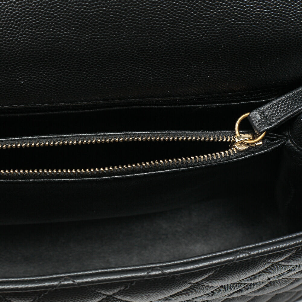 CHANEL Shoulder Bag Matelasse Coco Handle 33 2WAY Handbag Caviar Skin x Lizard Black Gold-Tone Hardware, Pre-Owned