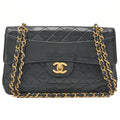 CHANEL Lambskin Matelasse Design Flap with Pouch Single Chain Shoulder Black Gold-Tone Hardware, Pre-Owned