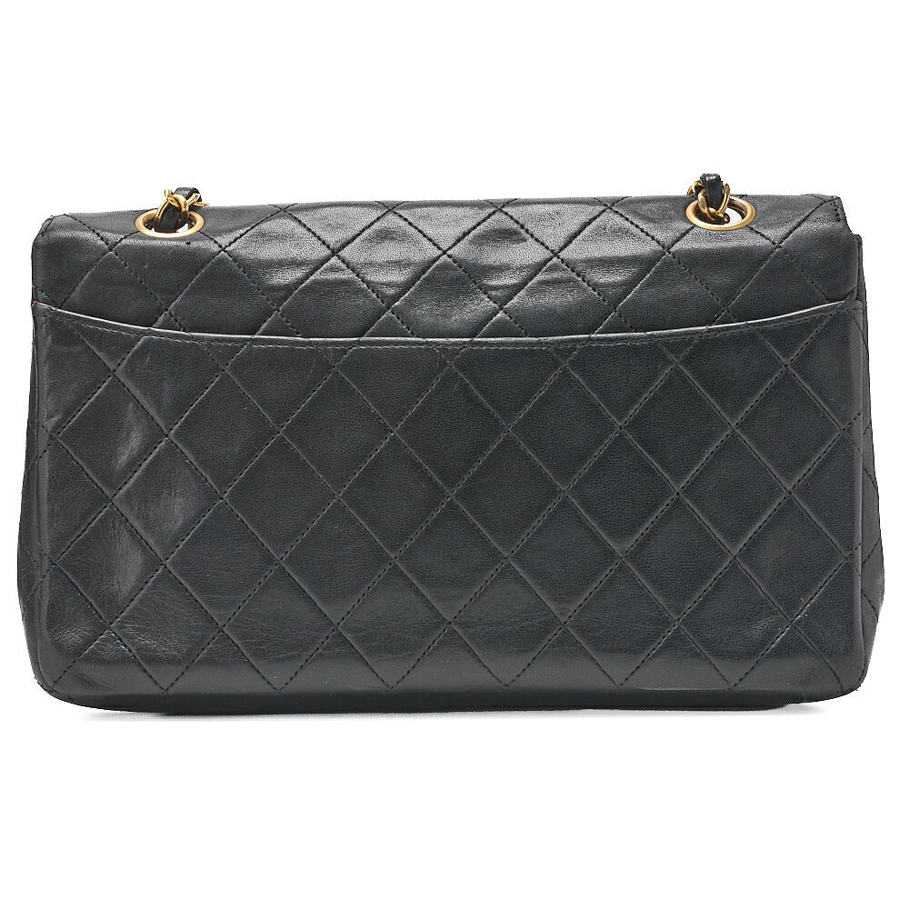 CHANEL Lambskin Matelasse Design Flap with Pouch Single Chain Shoulder Black Gold-Tone Hardware, Pre-Owned