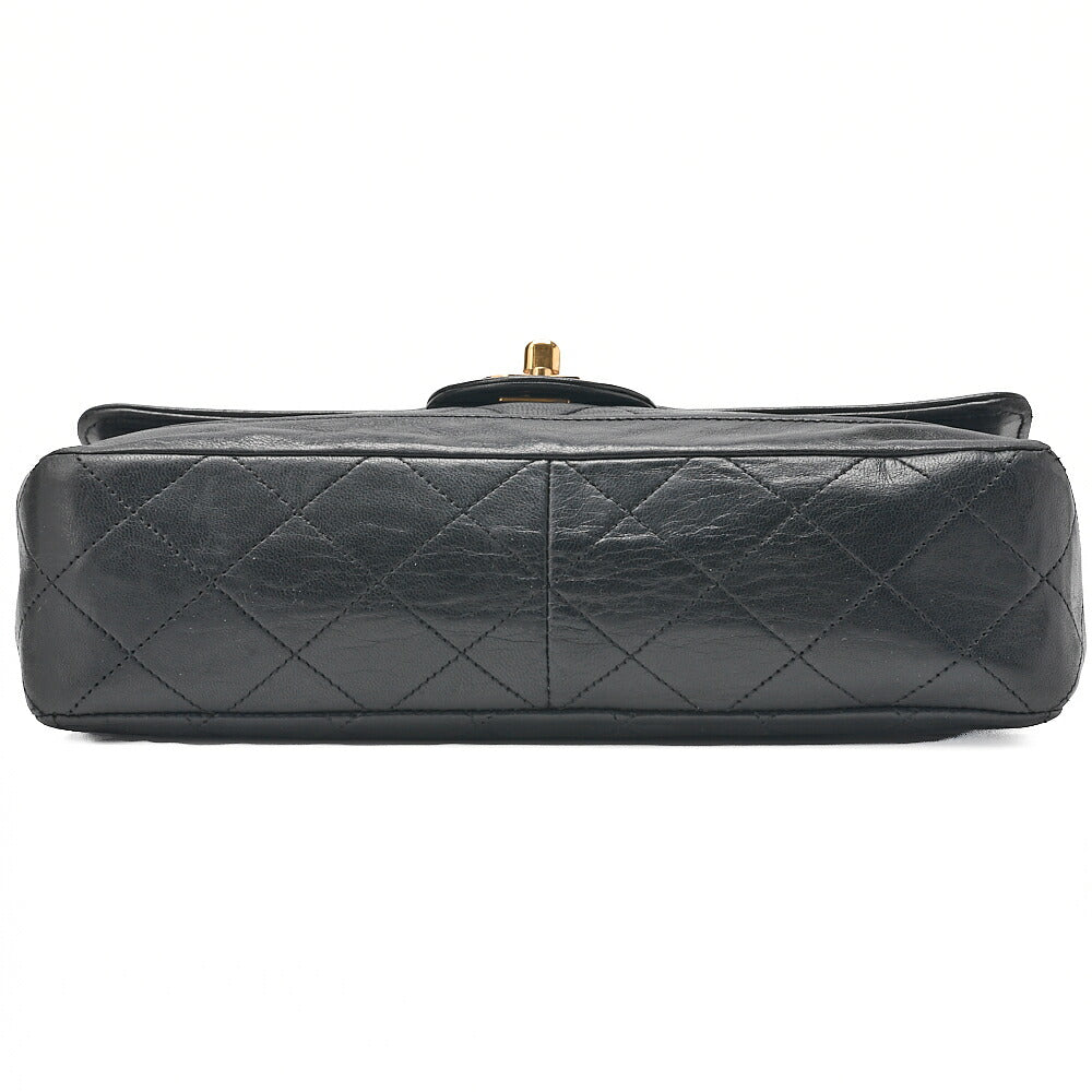 CHANEL Lambskin Matelasse Design Flap with Pouch Single Chain Shoulder Black Gold-Tone Hardware, Pre-Owned