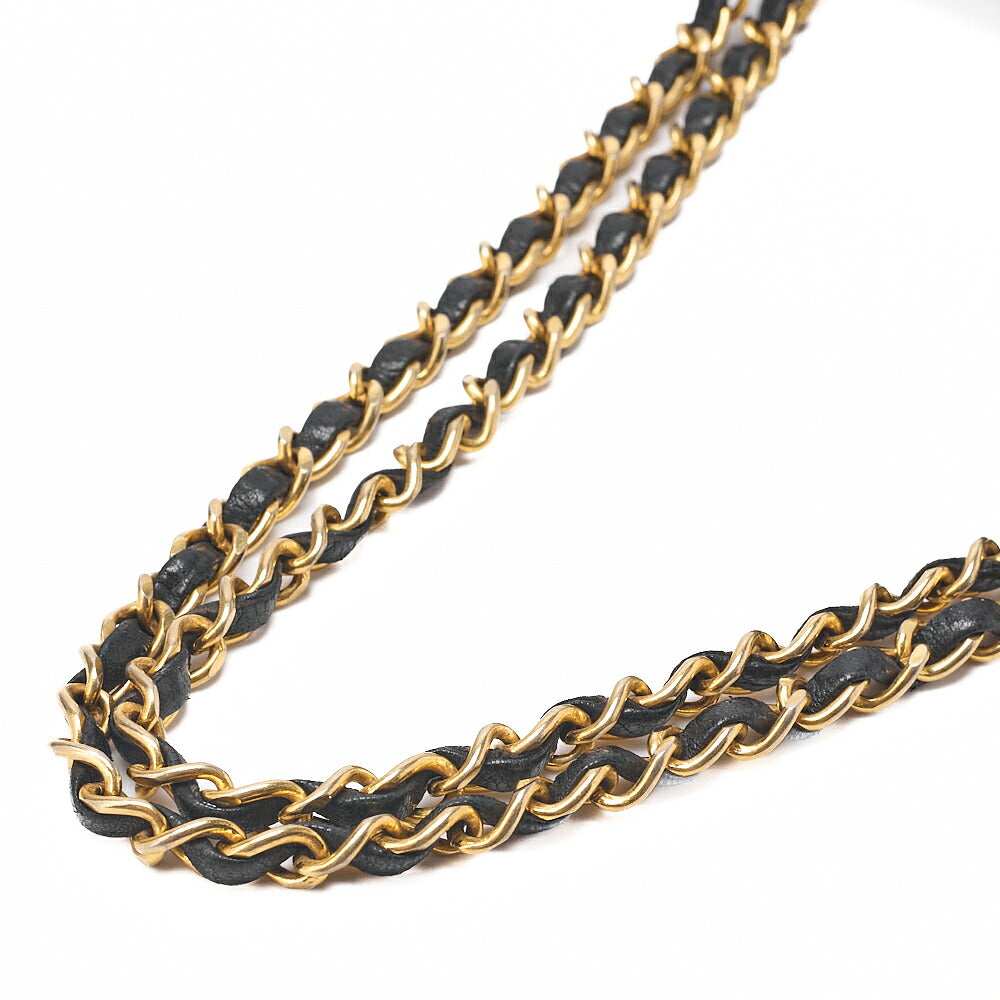 CHANEL Lambskin Matelasse Design Flap with Pouch Single Chain Shoulder Black Gold-Tone Hardware, Pre-Owned