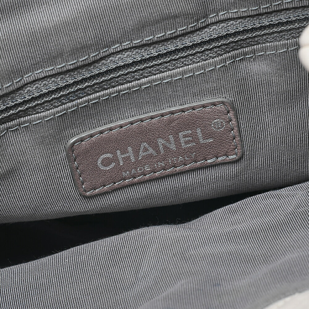 CHANEL Shoulder Bag Vintage Calf Coco Mark Drawstring Bag Black x White Silver-Tone Hardware, Pre-Owned