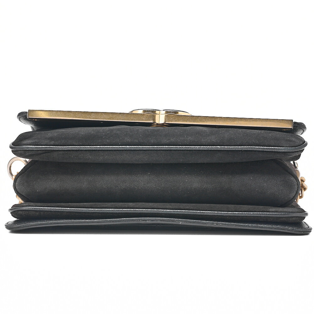 CHANEL Caviar Skin x Suede Matlasse Chain Shoulder Black Gold-Tone Hardware, Pre-Owned