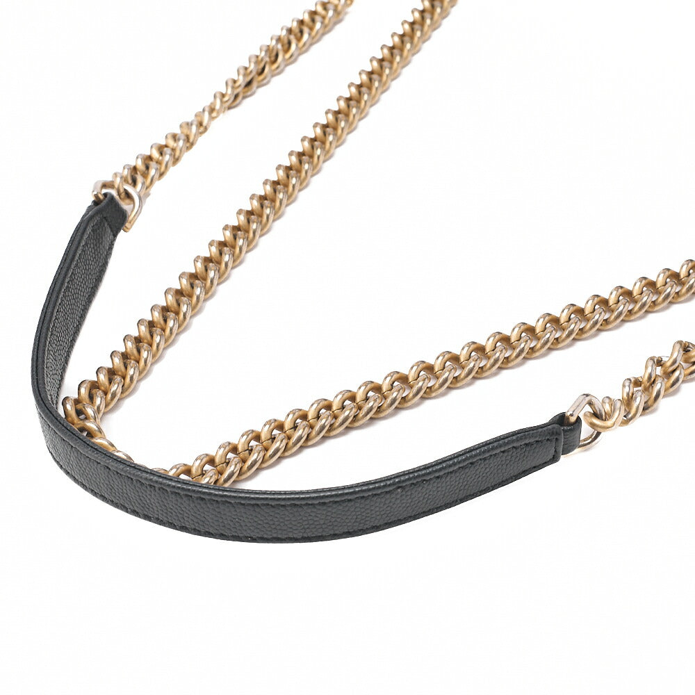 CHANEL Caviar Skin x Suede Matlasse Chain Shoulder Black Gold-Tone Hardware, Pre-Owned