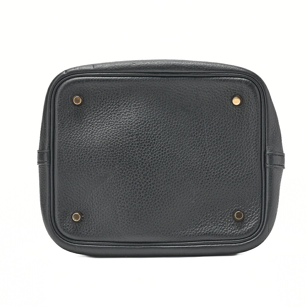 HERMES Picotan Lock MM Handbag Tryon Clemence Black Black Gold-Tone Hardware, Pre-Owned