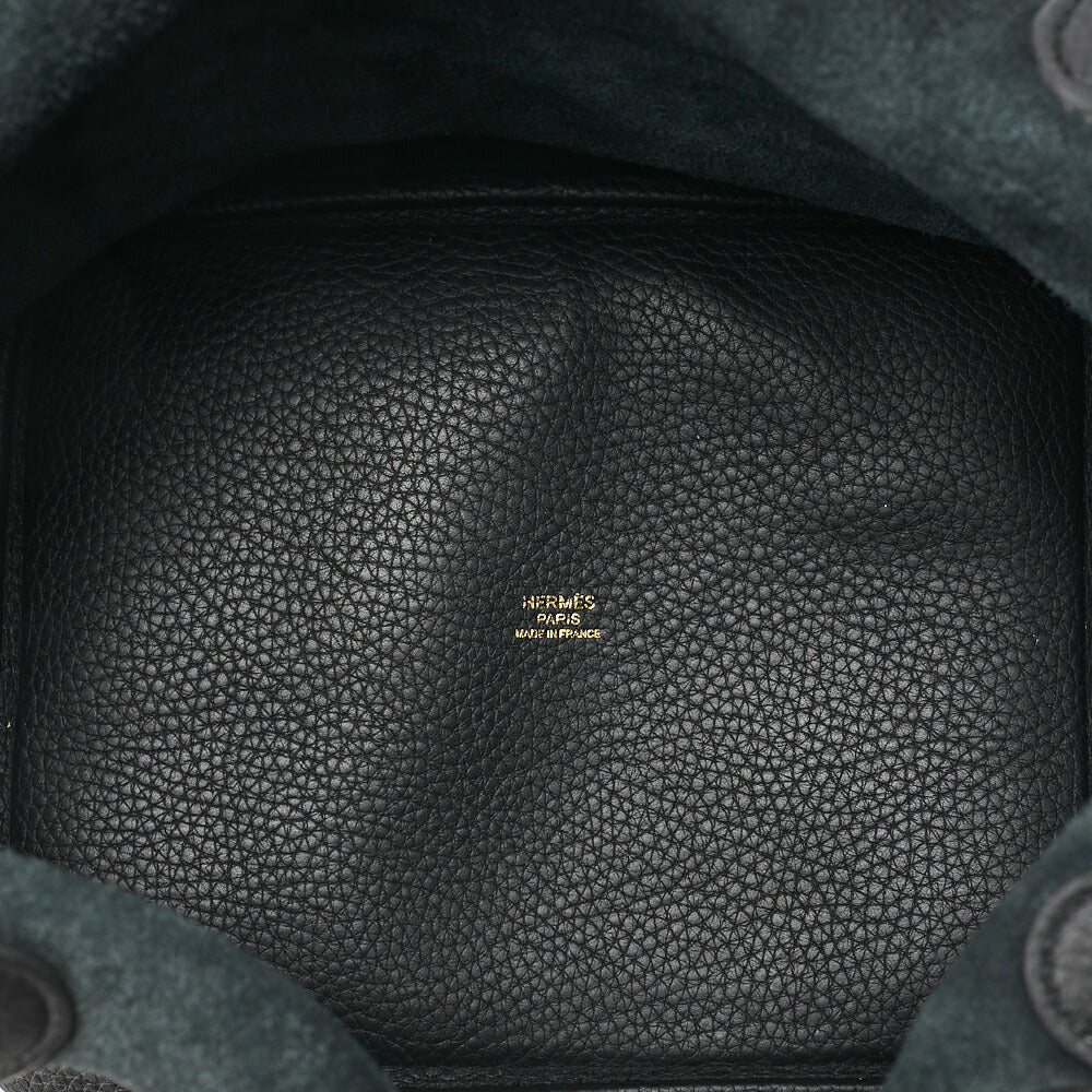 HERMES Picotan Lock MM Handbag Tryon Clemence Black Black Gold-Tone Hardware, Pre-Owned