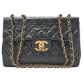 CHANEL Chain Shoulder Bag Deca Matelasse 34cm Single Flap Lambskin Black Gold-Tone Hardware, Pre-Owned