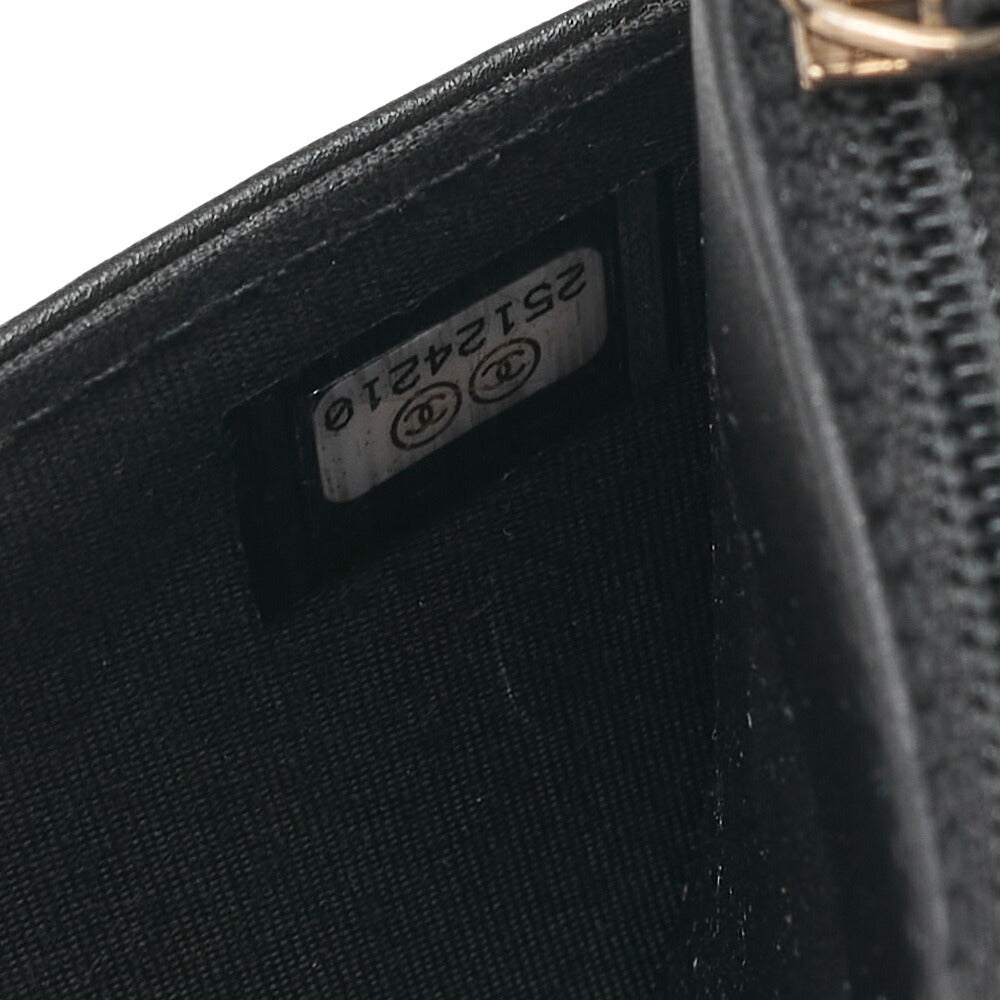 CHANEL Boy Chanel Matelasse Chain Wallet Caviar Skin Black Gold-Tone Hardware, Pre-Owned