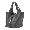 HERMES Picotan Lock MM Handbag Tryon Clemence Black Black Gold-Tone Hardware, Pre-Owned