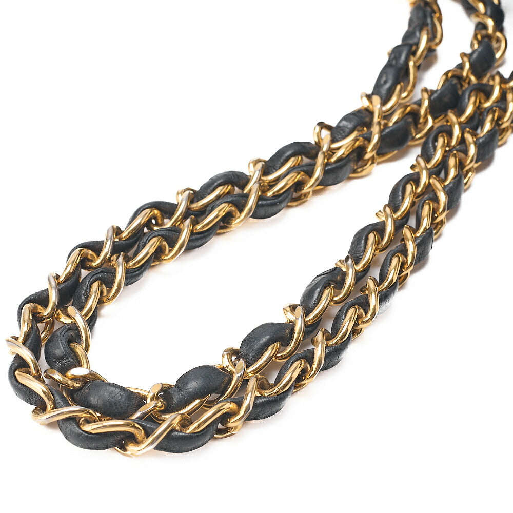 CHANEL Lambskin Matelasse 25cm Double Flap Chain Shoulder Black Gold-Tone Hardware, Pre-Owned