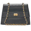 CHANEL Trapezoidal Turnlock Single Flap Chain Shoulder Lambskin Black Gold-Tone Hardware, Pre-Owned