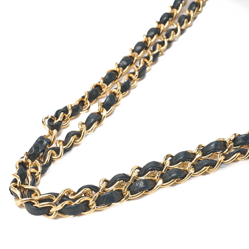 CHANEL Lambskin Matelasse 25cm Double Flap Chain Shoulder Black Gold-Tone Hardware, Pre-Owned
