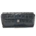 CHANEL Chanel Chocolate Bar Single Pull Chain Shoulder Lambskin Black Silver-Tone Hardware, Pre-Owned
